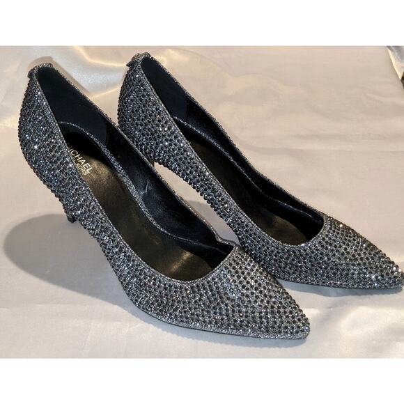 Michael Kors Womens Alina Flex Pointed Toe Pumps Anthracite Grey 10M Embellished - Picture 2 of 9
